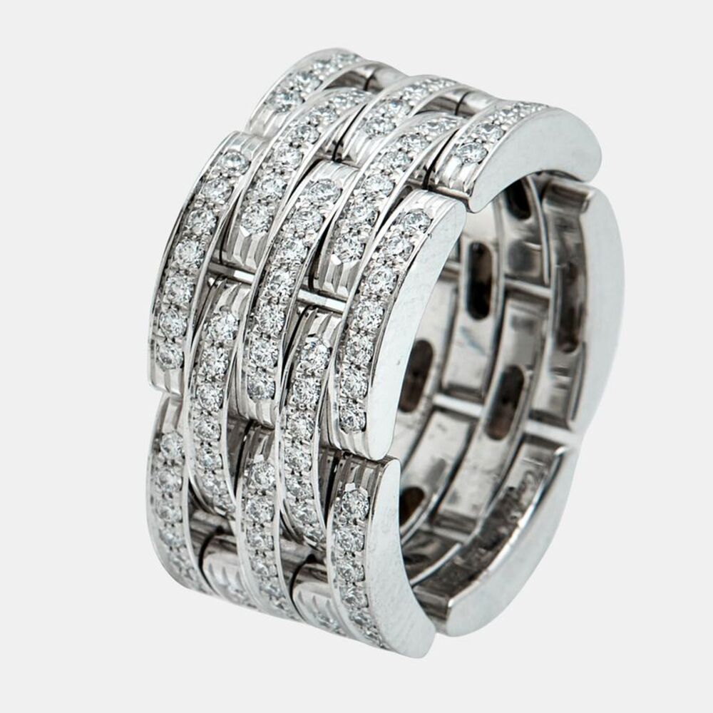 Cartier Maillon Panthere Diamonds 18K White Gold Ring 52 - Picture 1 of 7